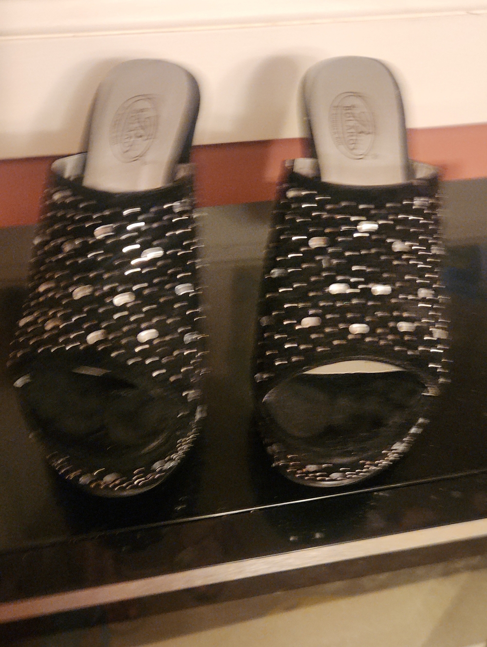 Summer Rio Black Embellished Slide Mules